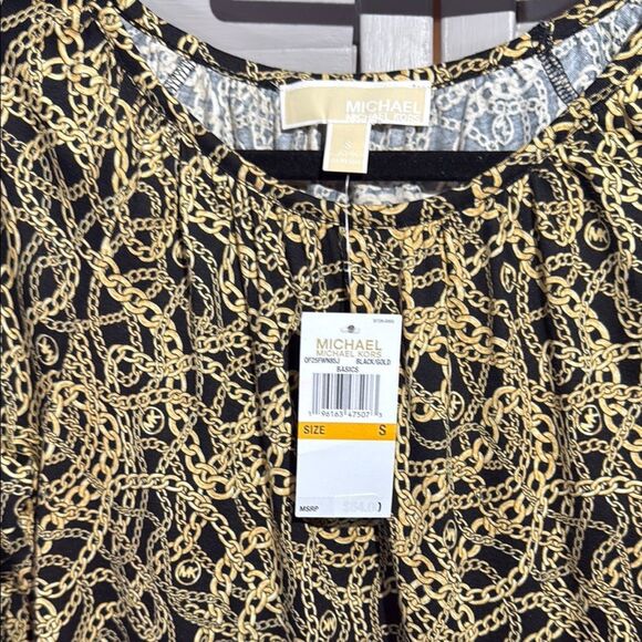 Michael Kors Yellow and Black Flutter Sleeve Blouse - Picture 2 of 8